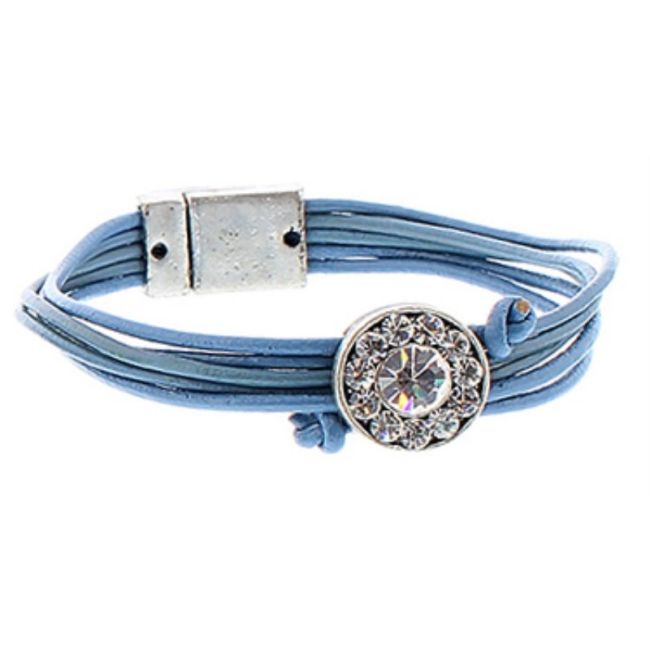 LEATHER METAL CRYSTALS BRACELET