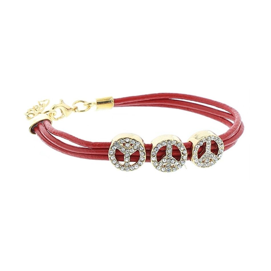 PULSERA CUERO METAL CRISTALES