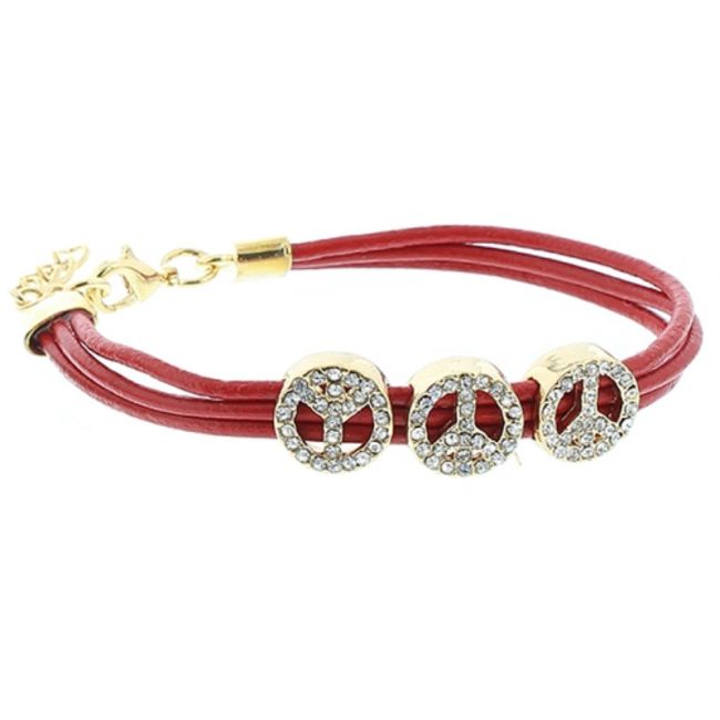 PULSERA CUERO METAL CRISTALES