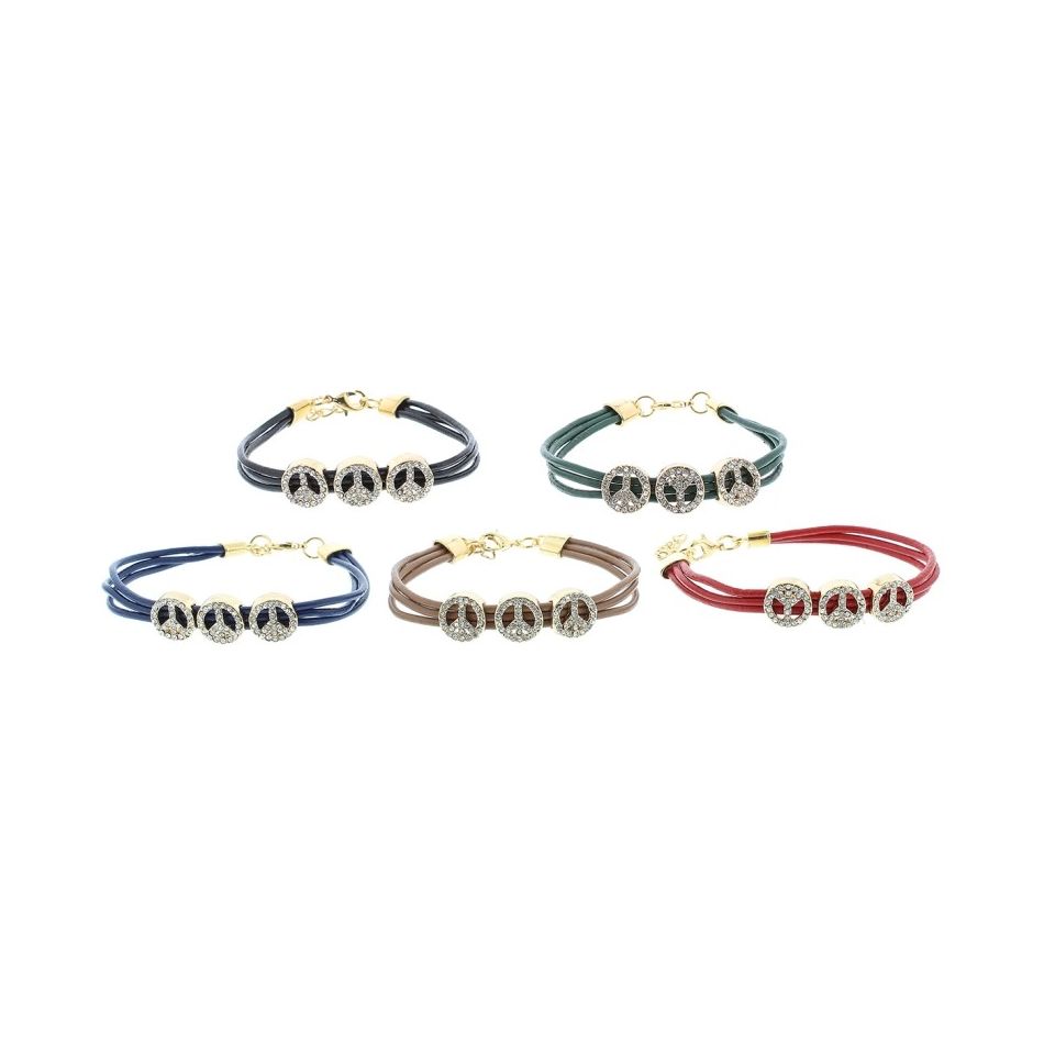 LEATHER METAL CRYSTALS BRACELET