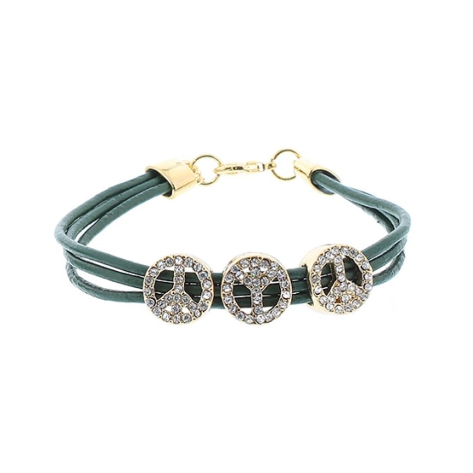 LEATHER METAL CRYSTALS BRACELET