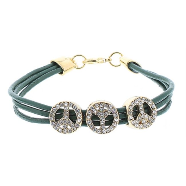 LEATHER METAL CRYSTALS BRACELET