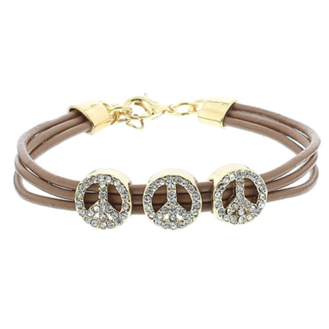 LEATHER METAL CRYSTALS BRACELET