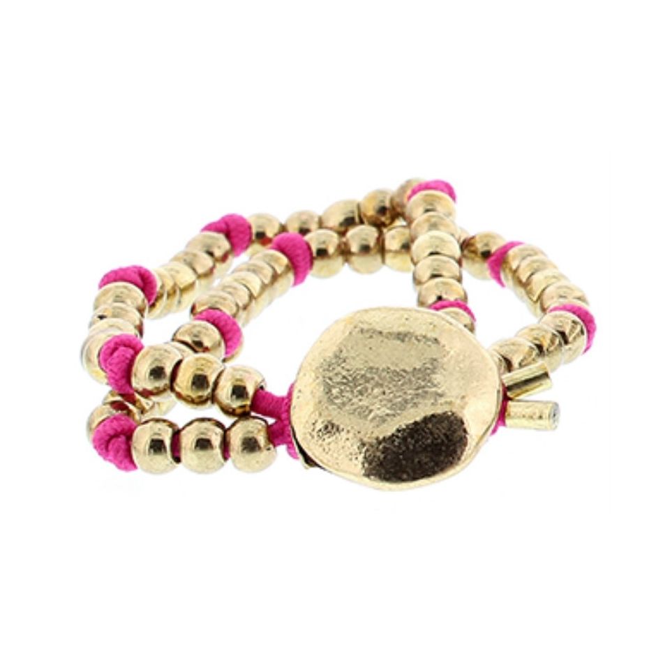 PULSERA DOBLE GOMA CUENTAS METAL