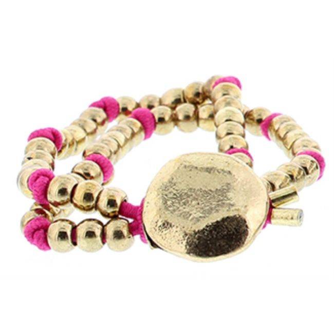 PULSERA DOBLE GOMA CUENTAS METAL