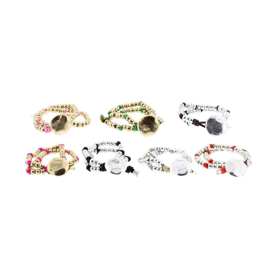 DOUBLE ELASTIC BRACELET WITH METAL BEADS