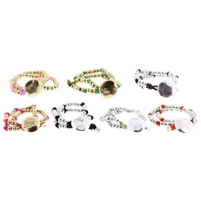 PULSERA DOBLE GOMA CUENTAS METAL