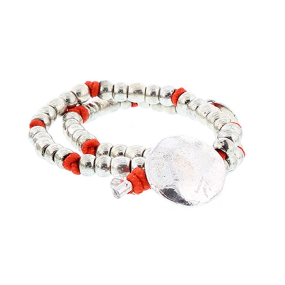 PULSERA DOBLE GOMA CUENTAS METAL