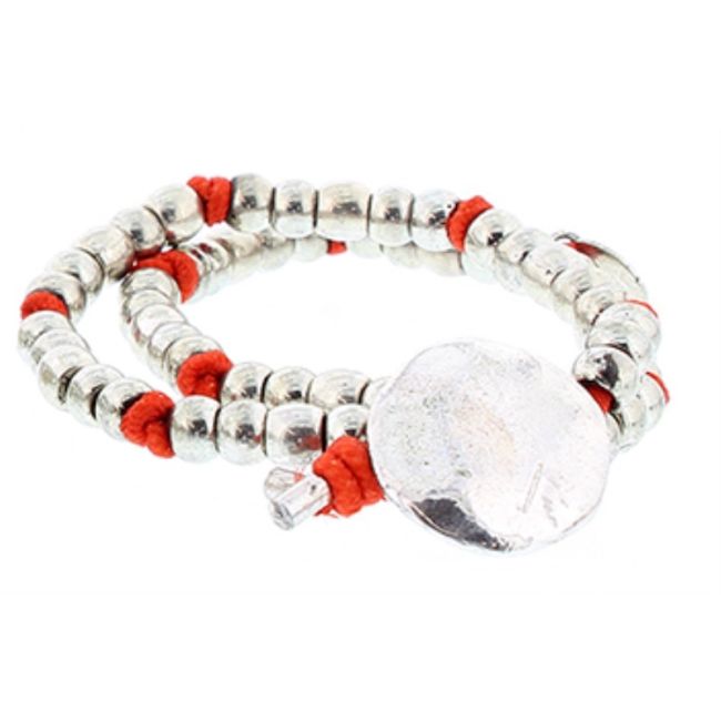 DOUBLE ELASTIC BRACELET WITH METAL BEADS