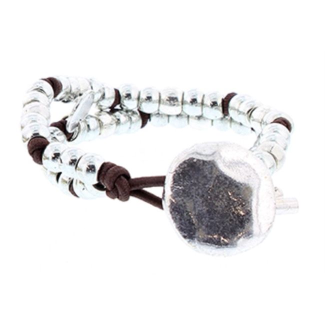 DOUBLE ELASTIC BRACELET WITH METAL BEADS