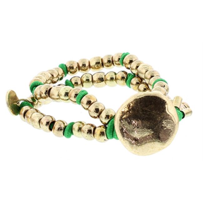 PULSERA DOBLE GOMA CUENTAS METAL