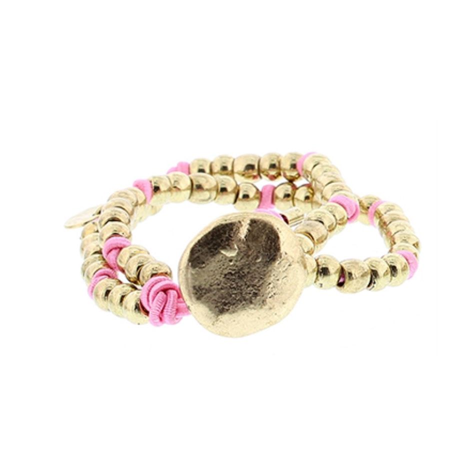 PULSERA DOBLE GOMA CUENTAS METAL