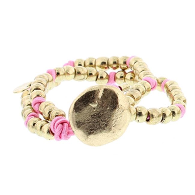 DOUBLE ELASTIC BRACELET WITH METAL BEADS