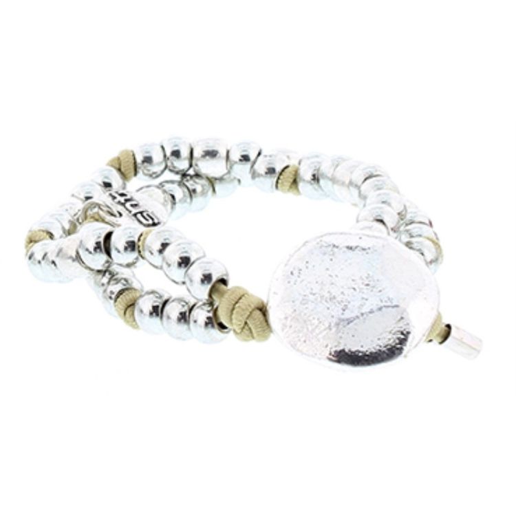 DOUBLE ELASTIC BRACELET WITH METAL BEADS 2