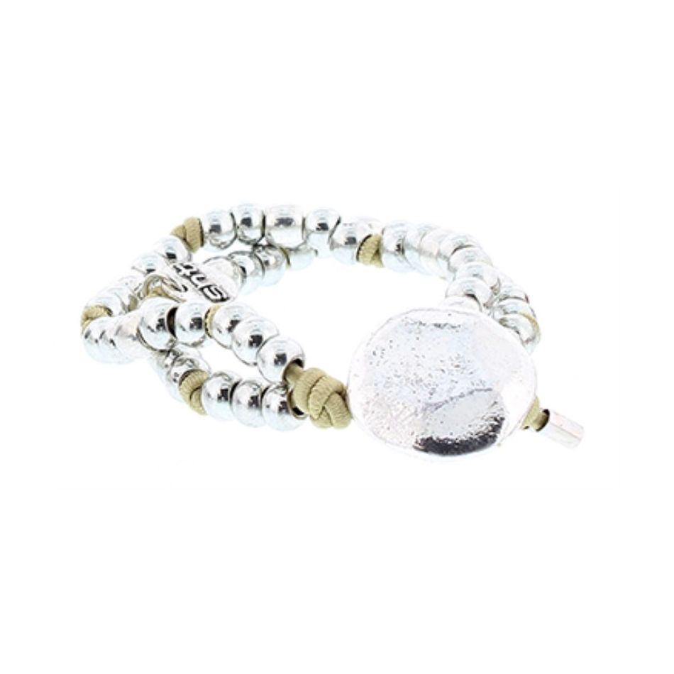 DOUBLE ELASTIC BRACELET WITH METAL BEADS