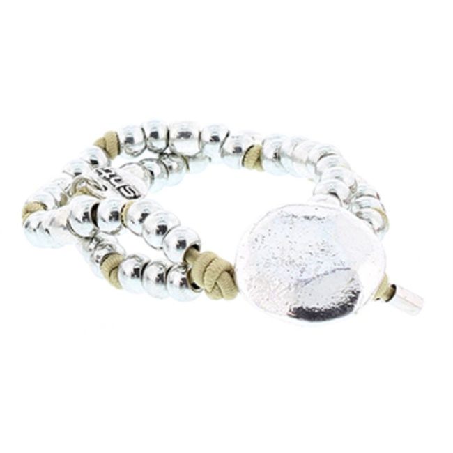 PULSERA DOBLE GOMA CUENTAS METAL