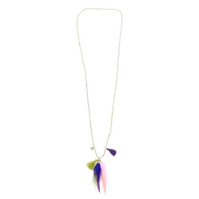 LONG FEATHERS PENDANT NECKLACE