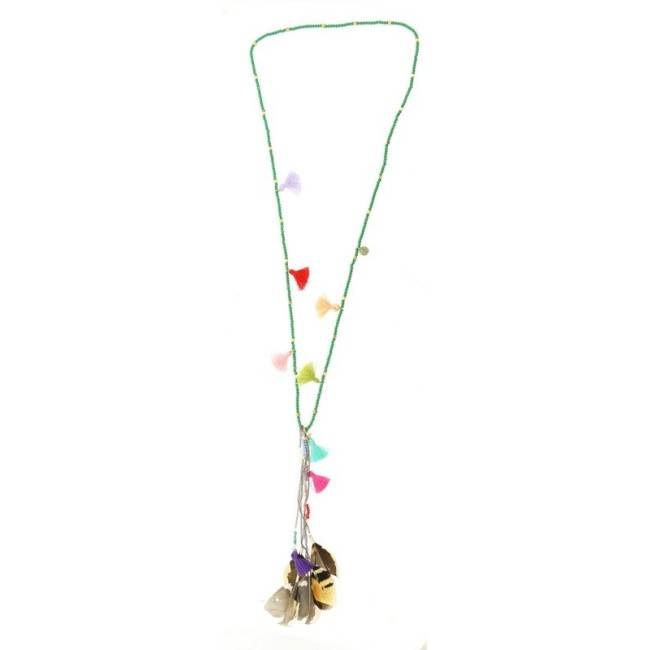 LONG PENDANT NECKLACE FEATHERS FRINGES
