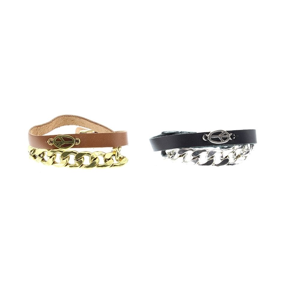 LEATHER BRACELET WITH METAL BEADS