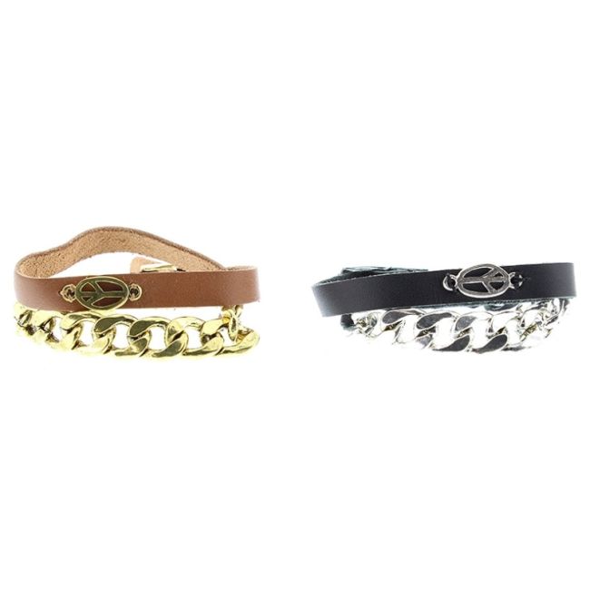 PULSERA CUERO CUENTAS METAL