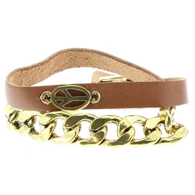 LEATHER BRACELET WITH METAL BEADS