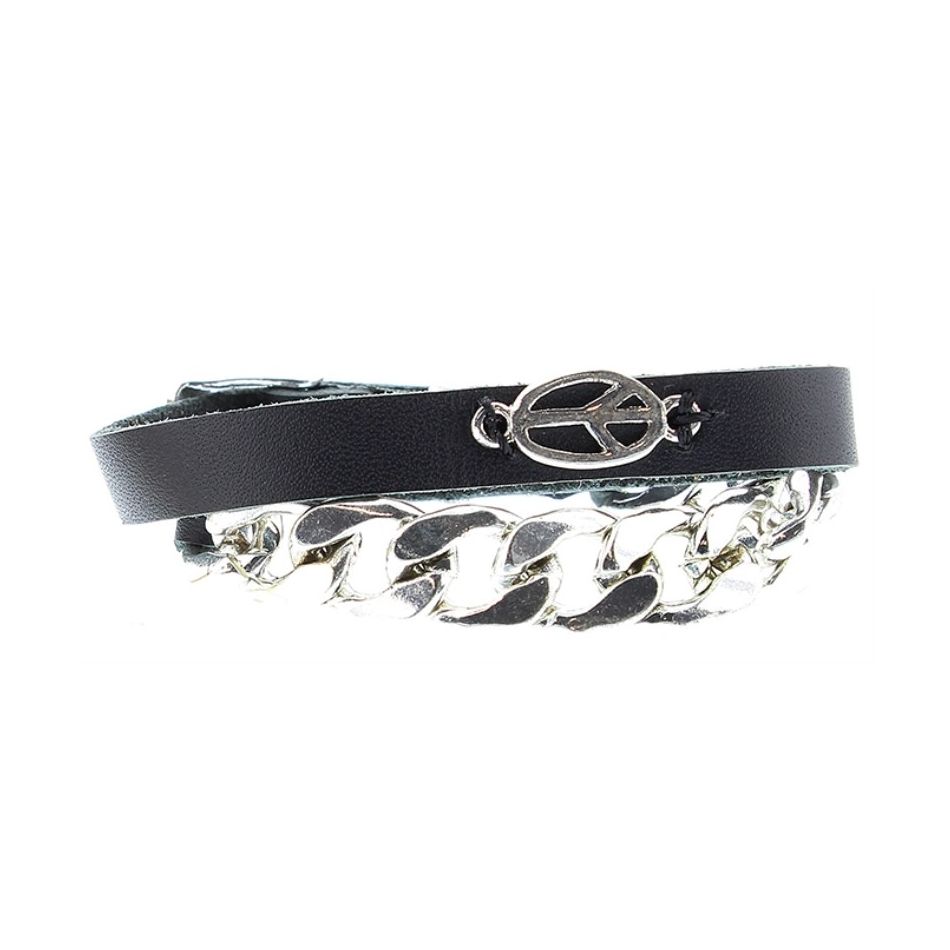 LEATHER BRACELET WITH METAL BEADS