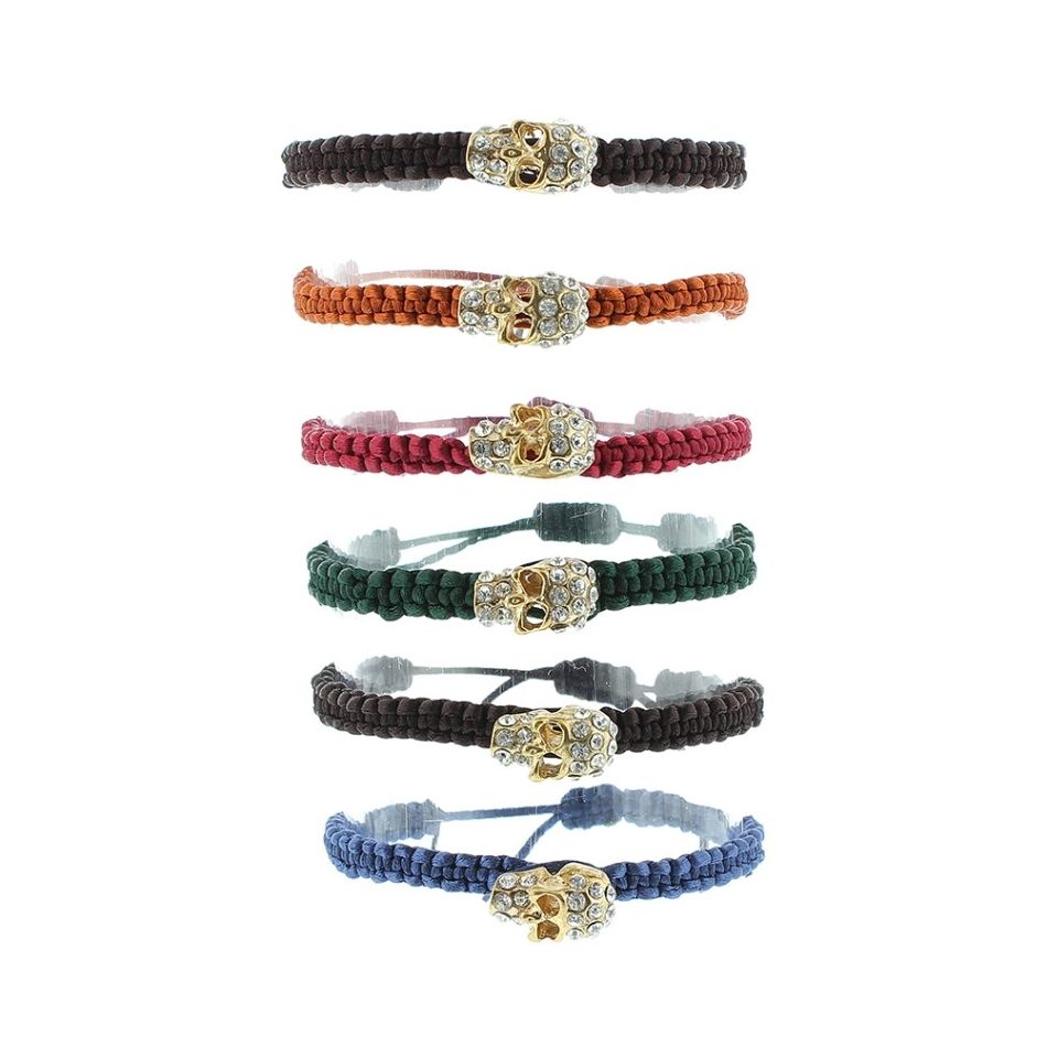 PULSERA MACRAMÉ CALAVERA CRISTALES