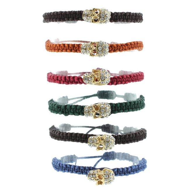 PULSERA MACRAMÉ CALAVERA CRISTALES