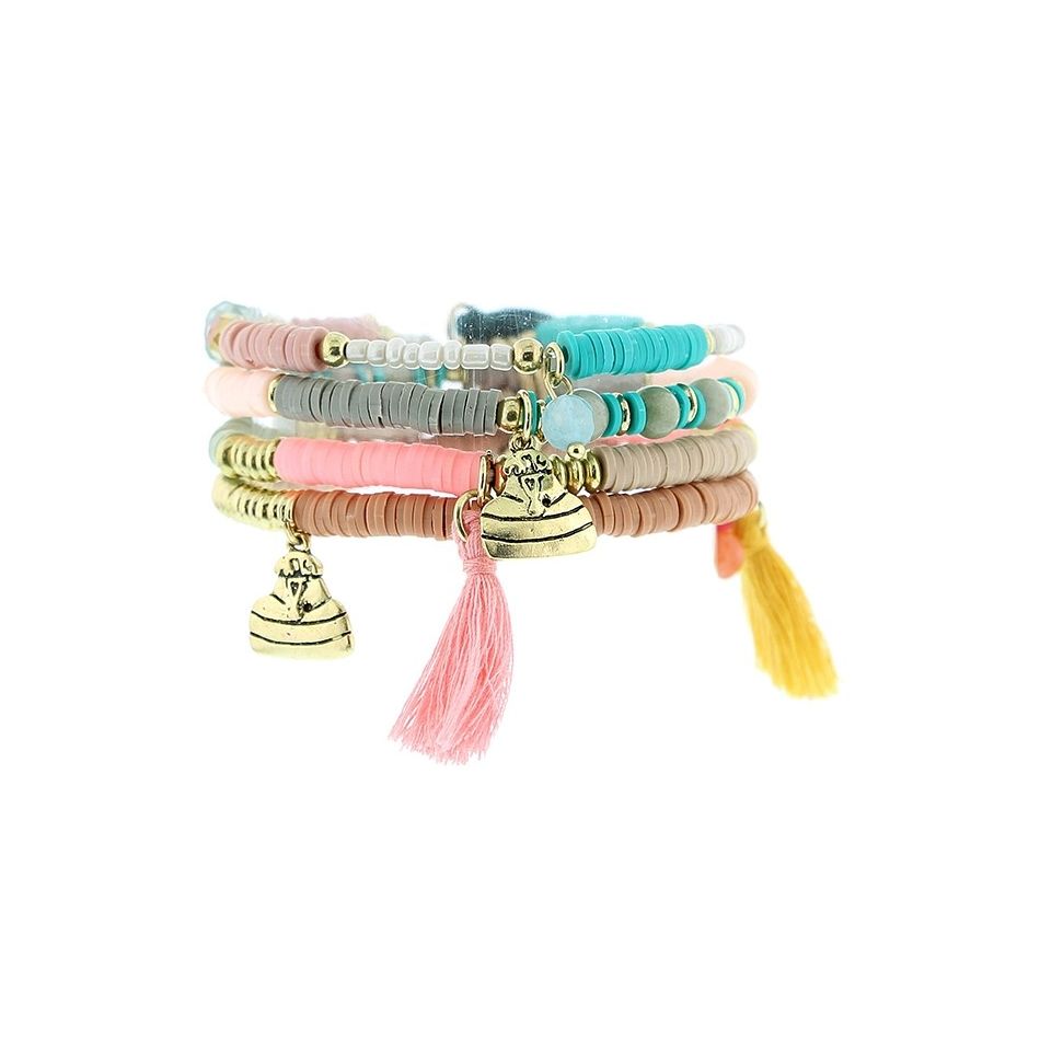 PULSERA 4 TIRAS CUENTAS