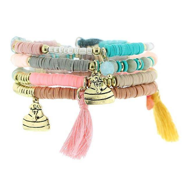 PULSERA 4 TIRAS CUENTAS
