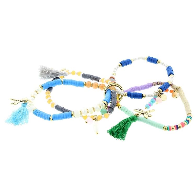 BRACELET 4 STRAPS BEADS