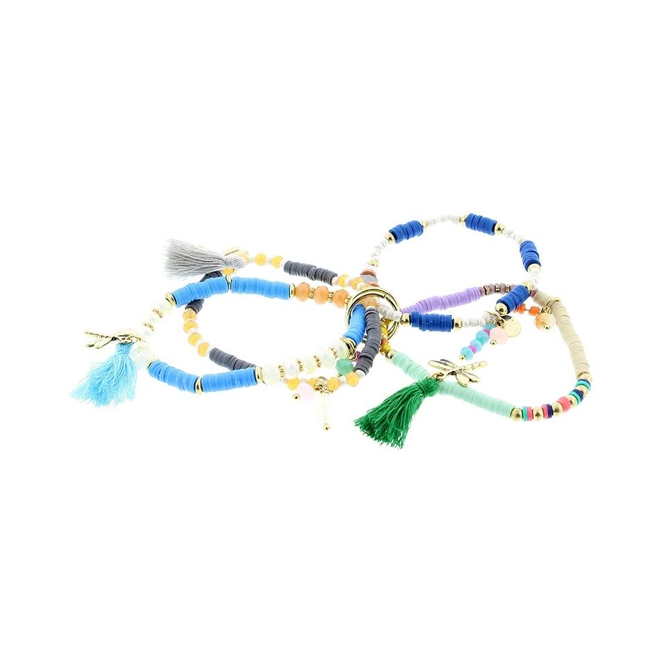 BRACELET 4 STRAPS BEADS
