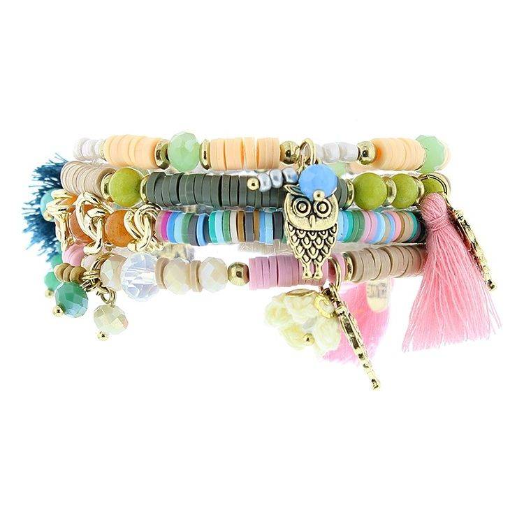 BRACELET 4 STRAPS BEADS