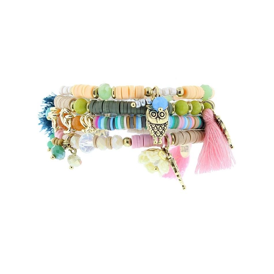 PULSERA 4 TIRAS CUENTAS