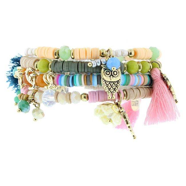 BRACELET 4 STRAPS BEADS