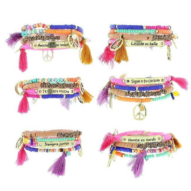 BRACELET 4 STRAPS BEADS