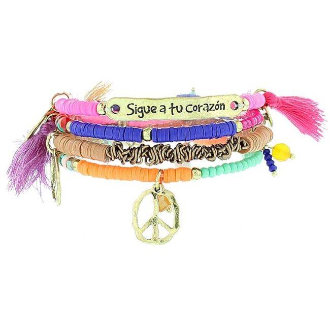 BRACELET 4 STRAPS BEADS