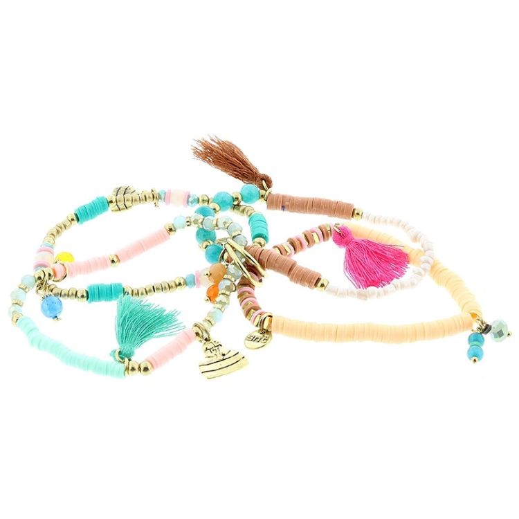 BRACELET 4 STRAPS BEADS