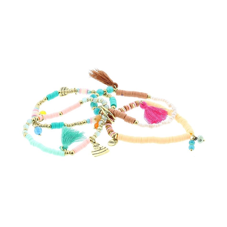 PULSERA 4 TIRAS CUENTAS