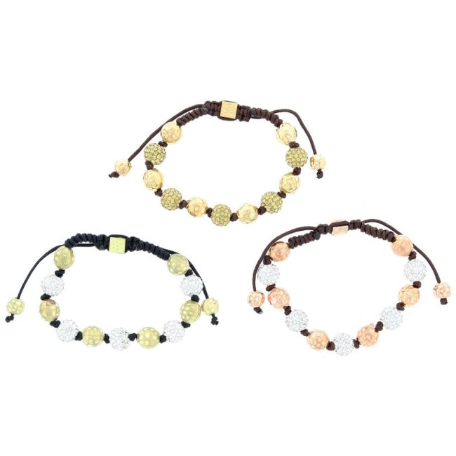 PULSERA MACRAMÉ CUENTAS METAL CRISTALES