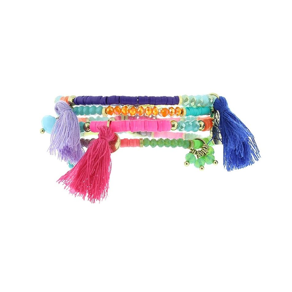 BRACELET 4 STRAPS BEADS