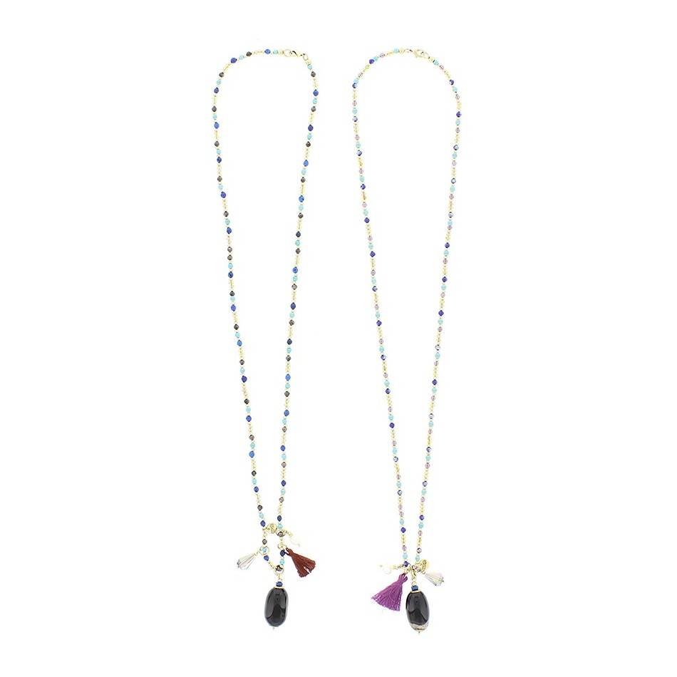LONG STONE PENDANT NECKLACE