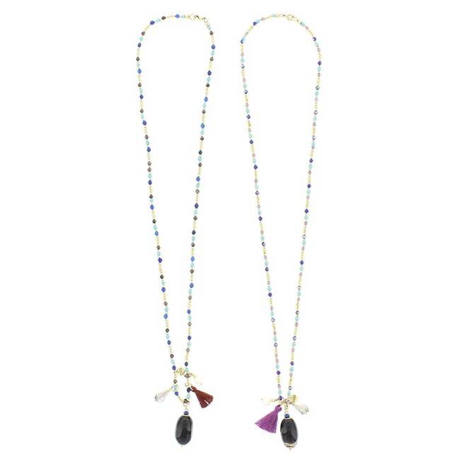 LONG STONE PENDANT NECKLACE