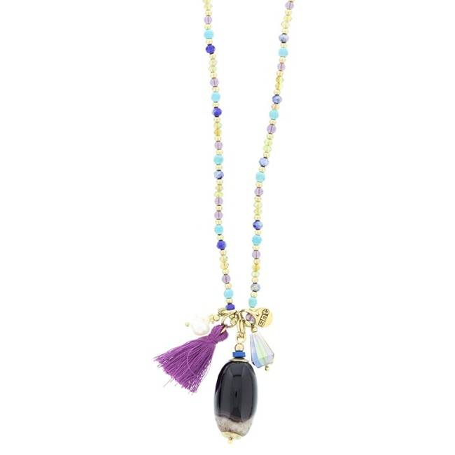 LONG STONE PENDANT NECKLACE