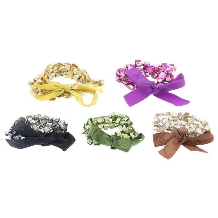 BRACELET WITH 4 STRAPS OF NACRE METAL BEADS 2