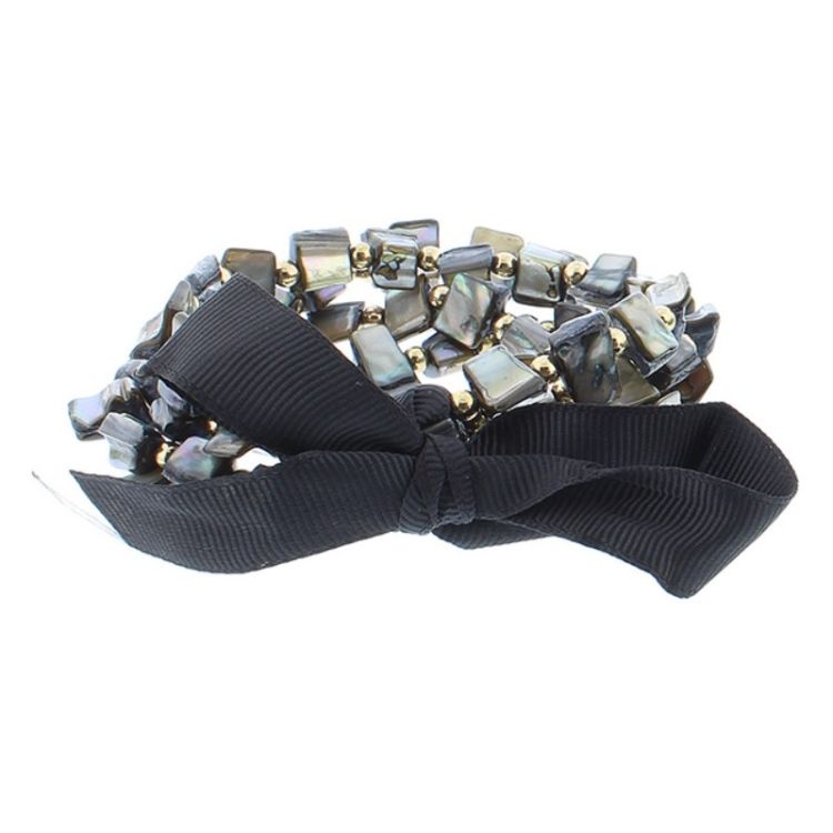BRACELET WITH 4 STRAPS OF NACRE METAL BEADS