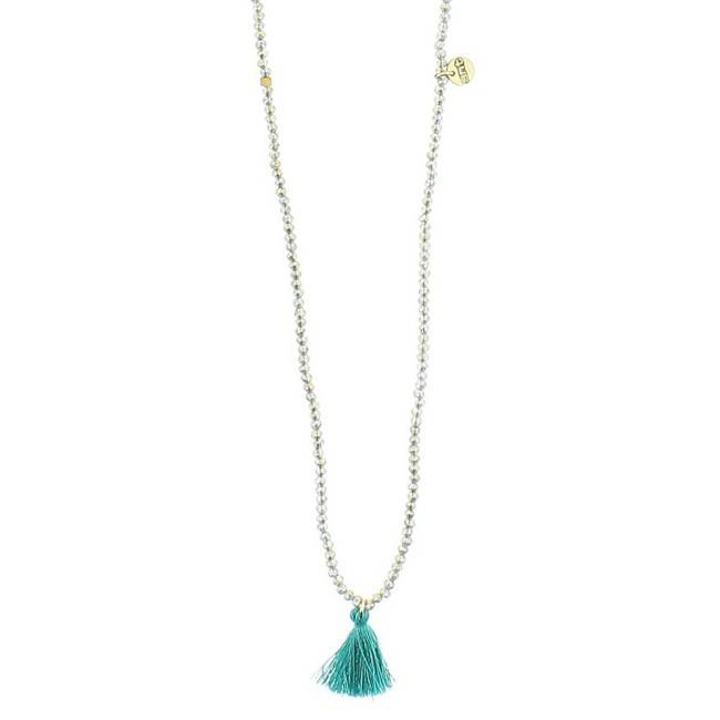 FRINGED FACETED BEADS LONG NECKLACE