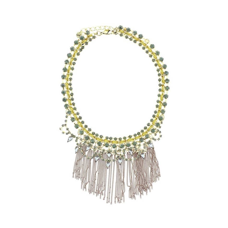 FRINGED CRYSTALS SHORT NECKLACE