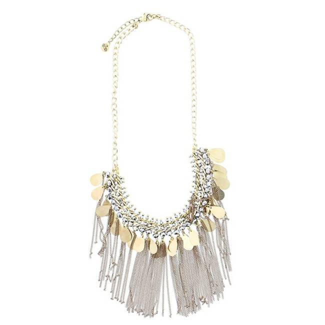 FRINGED BEADS SHORT NECKLACE