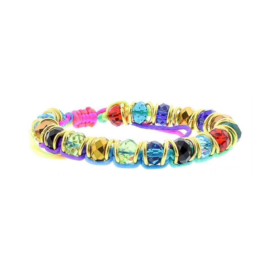 PULSERA MACRAMÉ CUENTAS FACETADAS